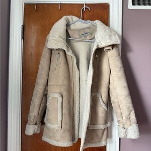 Steve Madden Cream Shearling Coat